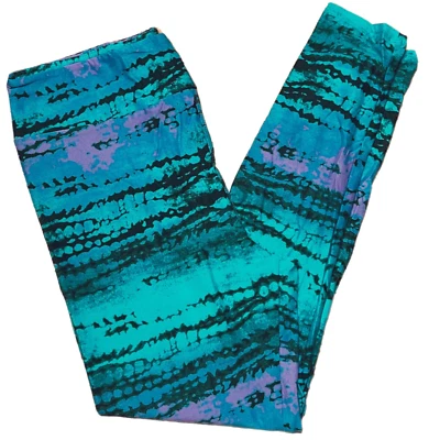 Girls S/M LuLaRoe ~ TEAL TIE DYE PATTERN ~ Leggings; KIDS SIZES 2-8 - Image 1 of 3