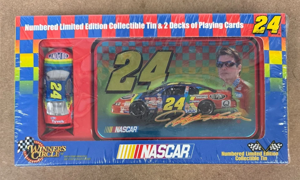 Sealed 1999 Winners Circle Jeff Gordon 1/64 Diecast and Tin w/ Playing Cards - Image 1 of 1