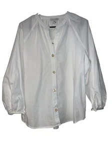 Free Assembly Women’s Large White Button Up Balloon Sleeves With Ties Blouse NWT - Picture 1 of 5