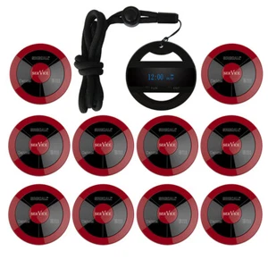 Sistema de llamadas de paginación inalámbrico SINGCALL, 1 reloj de cordón APE6100, 10 buscapersonas APE330R - Imagen 1 de 7