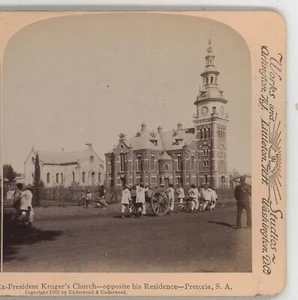 Iglesia del Ex Presidente Kruger Pretoria SA Guerra Bóer Stereoview 1900 - Imagen 1 de 4