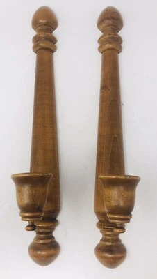 "2 apliques de pared de madera vintage de 16,5"" de alto" Foto 1 de 4