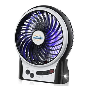 efluky 3 Speeds Mini Desk Fan, Rechargeable Battery Operated Fan with LED - Picture 1 of 7