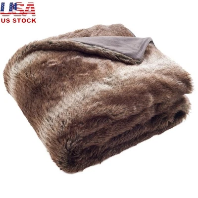 Manta de piel sintética de lujo a rayas 50x60 amigable con los animales acogedora decoración del hogar nueva Foto 1 de 4