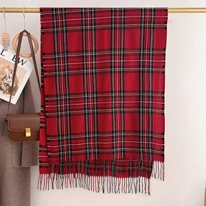 Classic Preppy Style Plaid Scarf Women Winter Autumn Tassel Casual Cozy Shawl - Bild 1 von 19