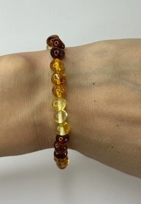 GENUINA Pulsera Piedra Ámbar Multicolor Natural.MEZCLA Color Ámbar Piedra Brazalete Foto 1 de 4