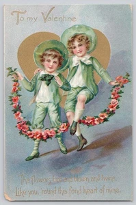 Tuck Valentine Floral Missives Series No. 11 — Embossed Children Postcard - Picture 1 of 3