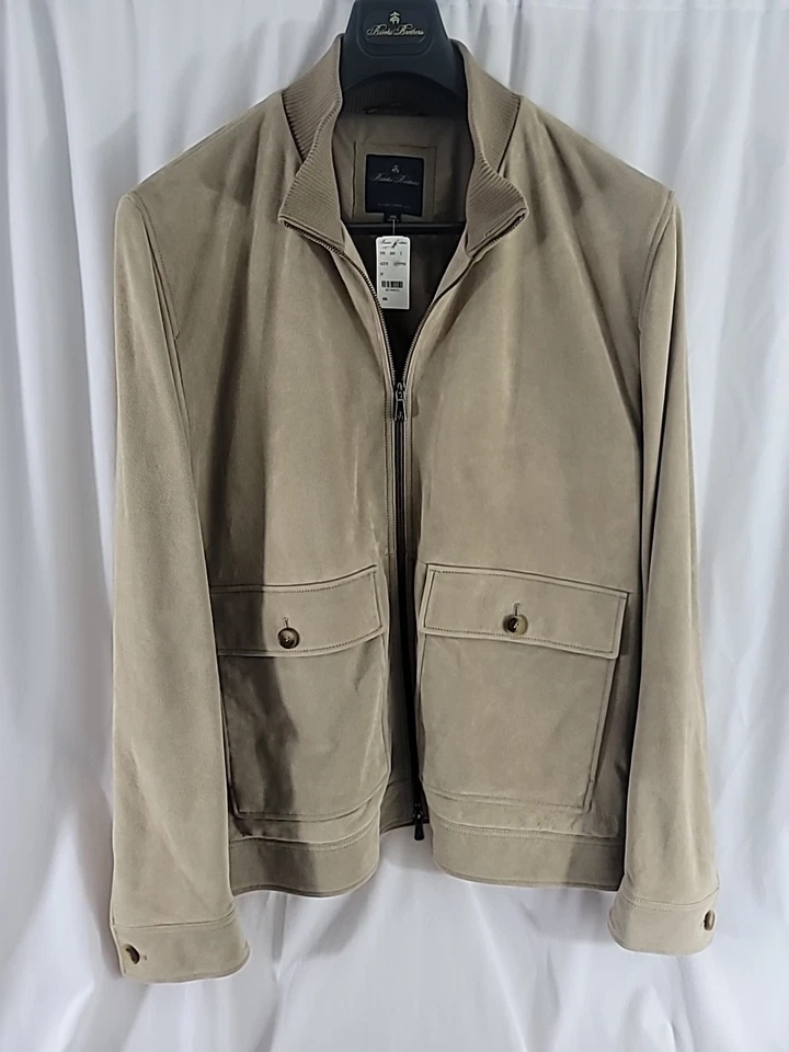 Brooks Brothers Sz XXL Soft Zipered Suede Jacket - Beige -Italy -NEW & FREE SHIP - Image 1 of 4