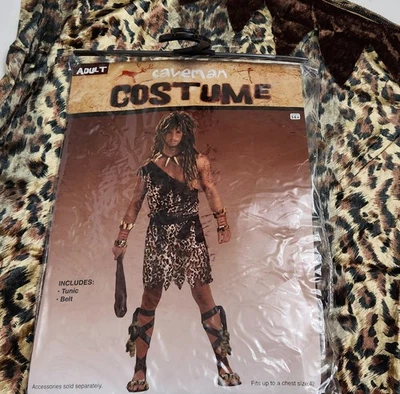 Disfraz de hombre de las cavernas Halloween fiesta foro novedades O/S/adulto hombre túnica/cinturón en muy buena condición Foto 1 de 4