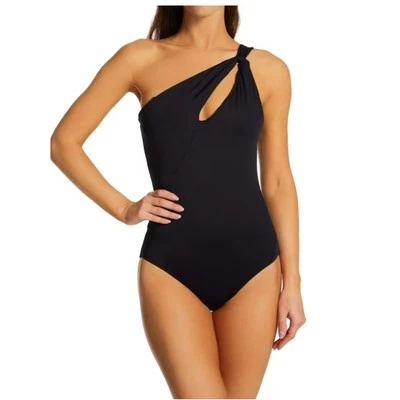 Carmen Marc Valvo One Shoulder Swimsuit Size 6 Black NWT Beach Resort Summer - Image 1 of 4