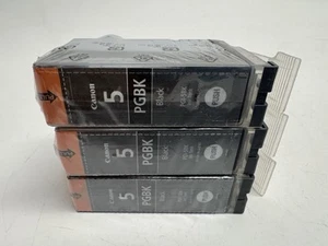 SEALED NEW Lot 3 Canon PGBK 5 Black Ink Tank Cartridge Genuine Made in Japan - Picture 1 of 5