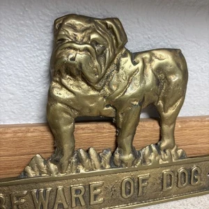 Vintage Handmade Embossed Hammered Metal Bulldog Wall Plaque Beware of Dog - Picture 1 of 13