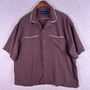 Abercrombie & Fitch Cupro Hemd Herren XL Braun Cropped Camp Kragen Bowling Retro - Bild 1 von 13