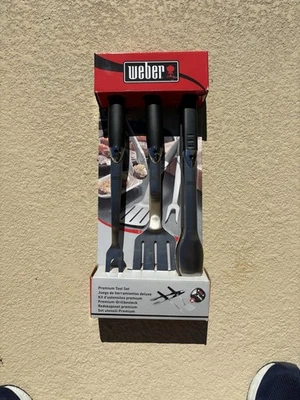 Weber 3pc Premium Grill Tool Set, Stainless Steel w/ Black Silicone Handles - Image 1 of 4