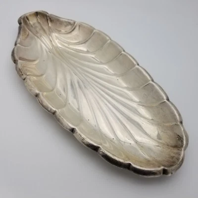 Plato Bandeja Plato Caramelo Fruta Reed & Barton Plata Esterlina 12.5' Pulgadas Forma Hoja Foto 1 de 4