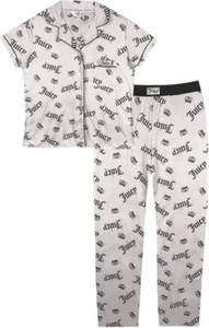 Juicy Couture Women's Short Sleeve Button Down Pants Pajama Set Grey Sz S $58 - Picture 1 of 1