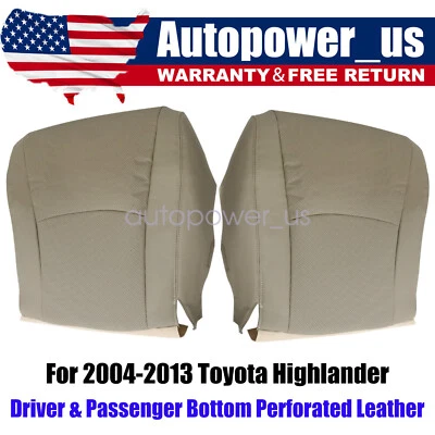 For 2004-2013 Toyota Highlander Driver+Passenger Bottom Leather Seat Cover Tan - Image 1 of 4