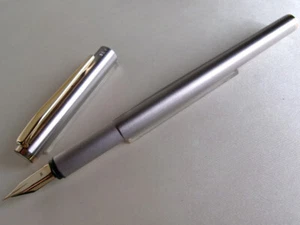 Montblanc Noblesse Fountain Pen Steel Matte Finished GT 14K Nib Name Carved - Picture 1 of 13