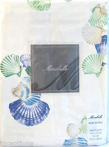 Mirabello Italy Cotton Tablecloth Conchiglie Shells Blue Green White 63 x 102 - Picture 1 of 2