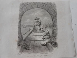 Gravure 1860 - Bateau Chinois - Imagen 1 de 1