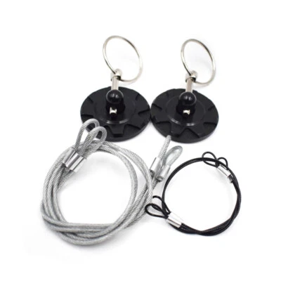 2×Racing Car Round Bonnet Aluminum Alloy Cable Hood Pin Lock Kit Black Modified - Image 1 of 4