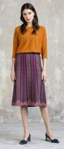 Ivko pink purple red blue striped pleated skirt 82623 - Picture 1 of 4