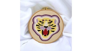 Punch Needle 3 Eyes Tiger Handmade, Tufted Wall Hanging, Punch Needle Art, Decor - Picture 1 of 5