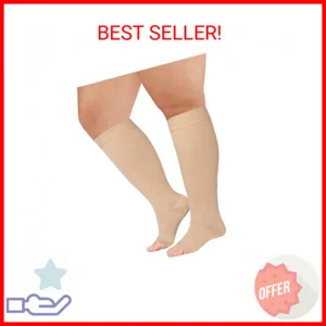 4XL Extra Wide Calf Compression Socks Toeless for Women Men 20-30 mmHg Plus Size - Picture 1 of 2