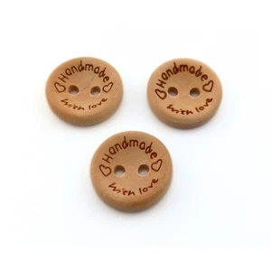 15mm, 20mm, 25mm or Mixed Sized Wooden "Handmade With Love" Buttons - Picture 1 of 8