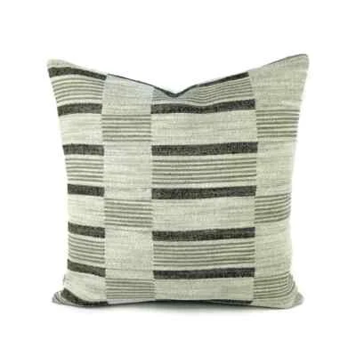Rogers & Goffigon FURROW in Fallow Pillow Cover - 20" x 20" Gray Textured Plaid - Image 1 of 4