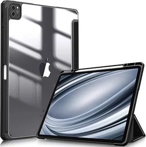 CUSTODIA PER APPLE IPAD PRO 12.9" 2021 SMART COVER LIBRO NERA MORBIDA TRASPARENT - Foto 1 di 10