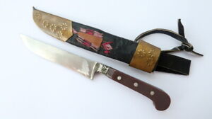 Unusual Vintage Traditional Uzbek Pchak Knife Souvenir Handmade Leather Case