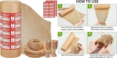 Papel de embalaje con forma de panal, 15" x 412', envoltura de burbujas. neuvo. - Image 1 of 4