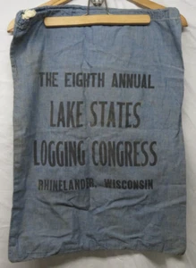 Vintage 1953 8th annual Lake States Logging Congress Drawstring blue merch bag - Picture 1 of 7
