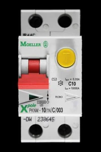 MOELLER 10 AMP TYPE C 10kA 30mA DOUBLE POLE RCBO PKNM-10/1N/C/003 - Picture 1 of 7