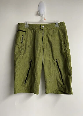 FOX RIDER 设计短裤男式 32 码绿色口袋赛车标志拉链 — 第 1/4 张图片