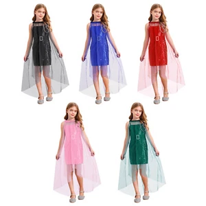Kinder Mädchen Tüll Umhang Elegant Kleid Abendpartys Kleider Nobel Hochzeit - Bild 1 von 74