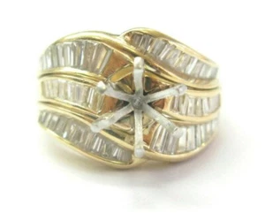 Anillo semimontaje de diamantes baguette de oro amarillo de 18 quilates de 2,00 quilates (centro 1,50 quilates-2,00 quilates) - Imagen 1 de 6