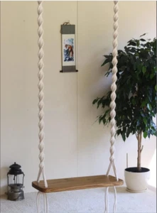 Columpio de macramé hecho a mano, columpio de madera de macramé, columpio de madera, columpio de árbol para adultos - Imagen 1 de 4