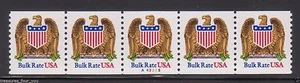 USA #2602 Eagle & Shield PL# A43325 PNC5 Coil Stamp Strip Bulk Rate - Picture 1 of 2