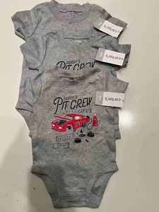 Carter's Baby Boys Bodysuits Daddy's Pit Crew Size 3/6/9 Months Lot of 3 - Picture 1 of 6