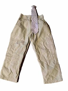 Excellent Toddler Boy Pants Beige Khaki Kids AND Free wedding Tie Sz 5 T - Picture 1 of 2