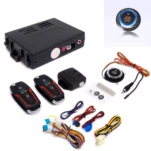 Car Keyless Entry Engine Start Stop Alarm System Push Button Remote Car Finding - Picture 1 of 16