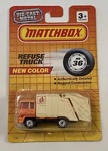 Matchbox Superfast #36 Refuse Truck the color is bright orange with white body. - Picture 1 of 2