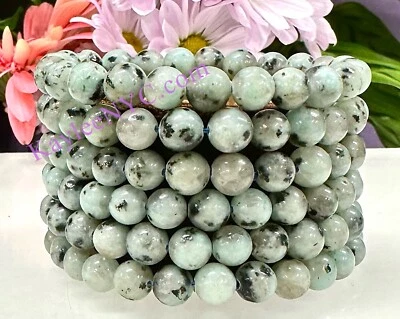Wholesale 6 Pcs Natural Kiwi Jasper 8mm 7.5” Crystal Healing Stretch Bracelet - Image 1 of 4