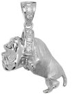 Sterling Silver Large Bling Bulldog Pendant