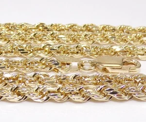 14K Yellow Gold 3mm Rope Link Chain Necklace 20" FZZ - Picture 1 of 3