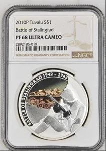 1 DOLLAR 2010 TUVALU BATLE OF STALINGRAD SILVER PROOF NGC PF68 - Picture 1 of 4