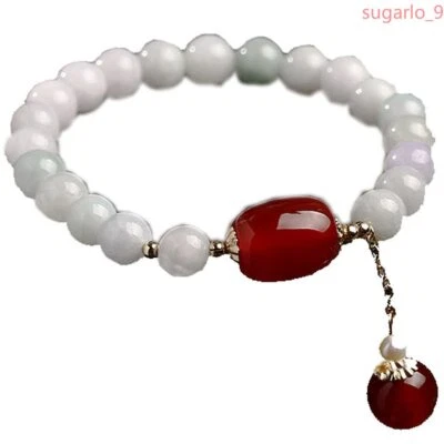 Brazalete Brazalete Jade Natural Joyería Colgante Ágata Hecho a Mano Hilo Foto 1 de 4