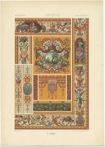 Pl. 89 Impresión antigua de arte decorativo en el siglo XVIII de Racinet (1869) - Imagen 1 de 1
